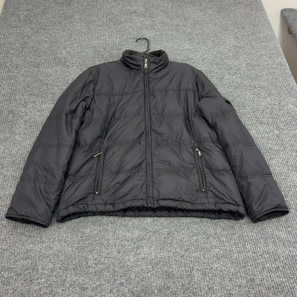 Eddie Bauer Puffer Jacket Women L Black Nylon Goose Down Winter Outdoor Gorpcore